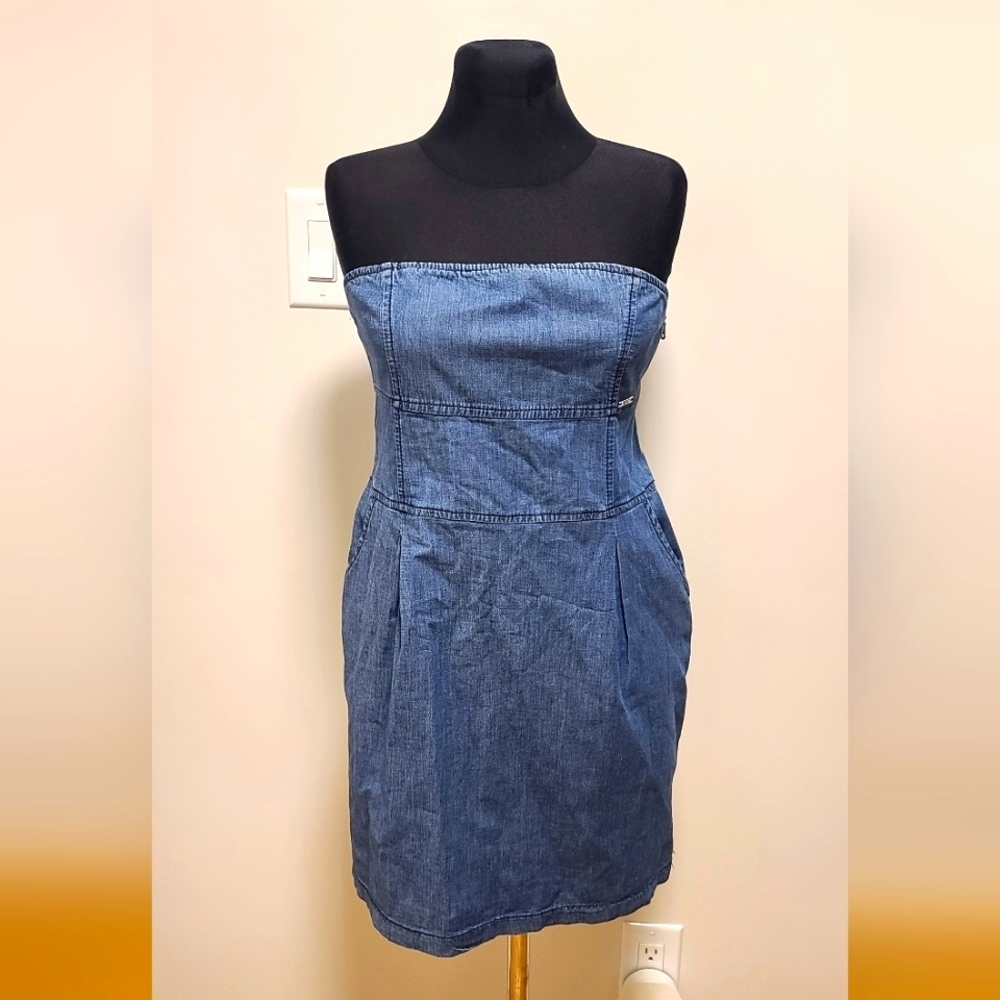 Extasy mini strapless Denim dress US 8
